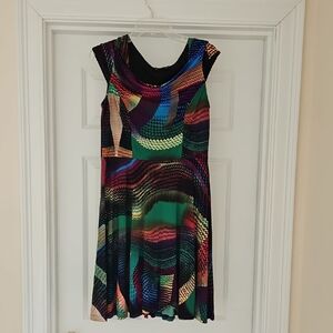 New Directions Colorful Cap Sleeve Midi Dress